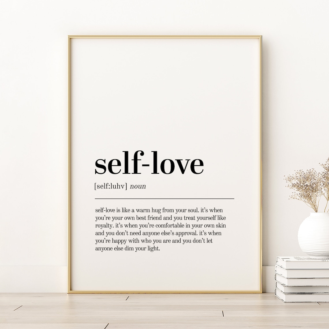 Self-Love Definition Art Print, Office Gift For Her