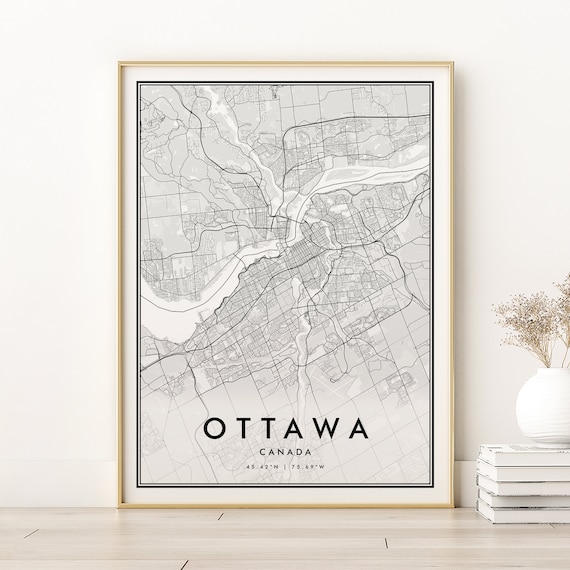 Ottawa Map Print, Retro City Road Gift