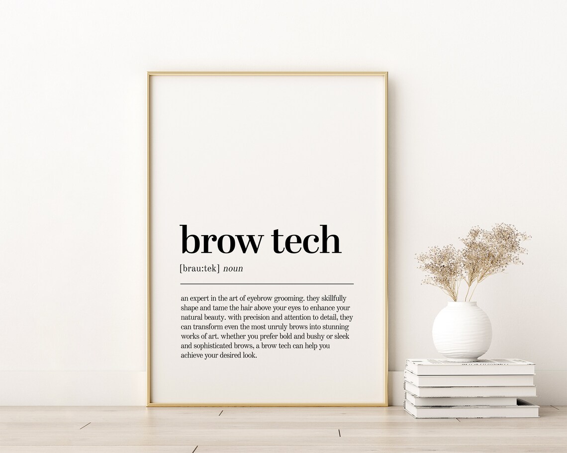 Brow Tech Definition Print Office Unique Gifts For Her Dictionary Art Instant