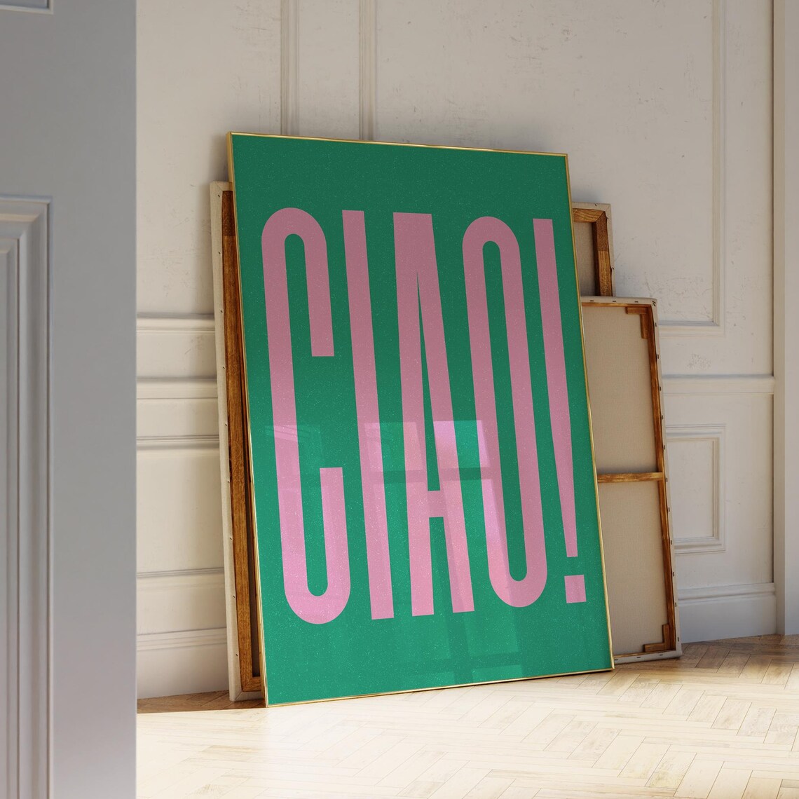 Ciao Bold Pink Typography Emerald Green Statement Quote Poster