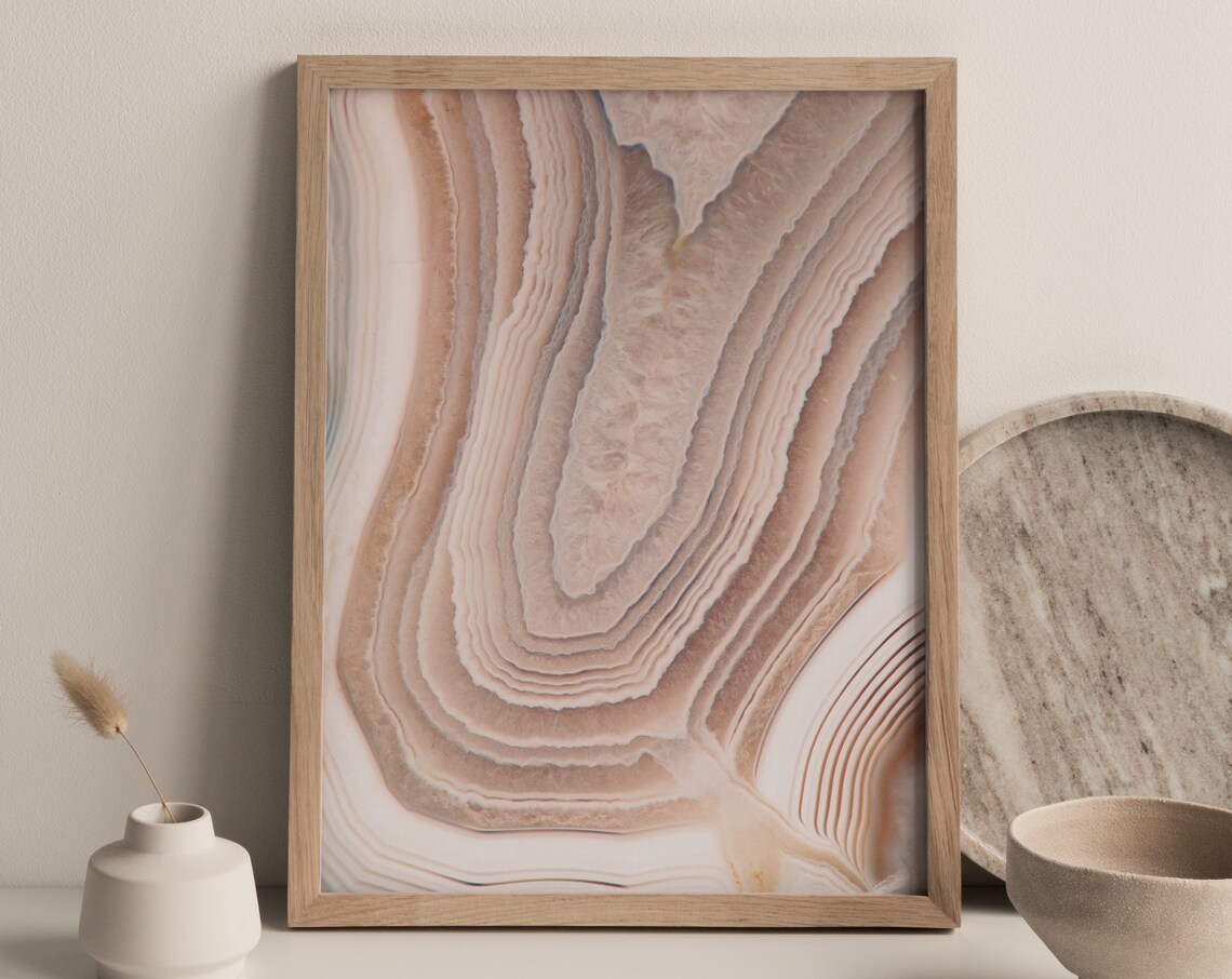 Pink Geode Art Print, Boho Natural Stone Art - Image 2