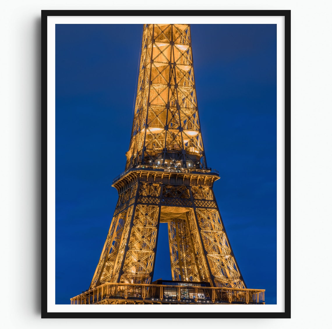 Eiffel Tower Night Illuminated Iron Lattice Paris France Poster