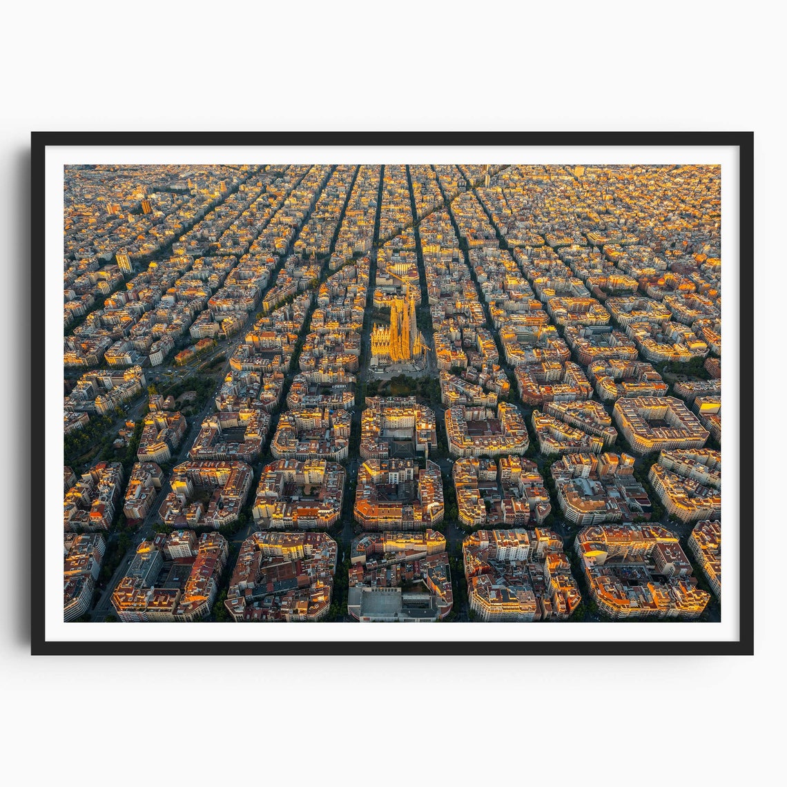 Barcelona Eixample Top Down Street Grid Sagrada Familia Poster