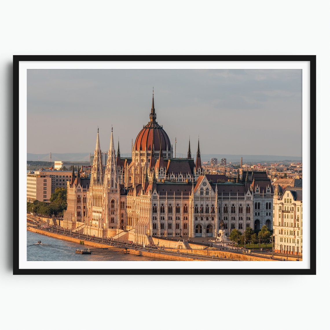 Budapest Parliament Daytime Danube Riverside Hungary View Poster