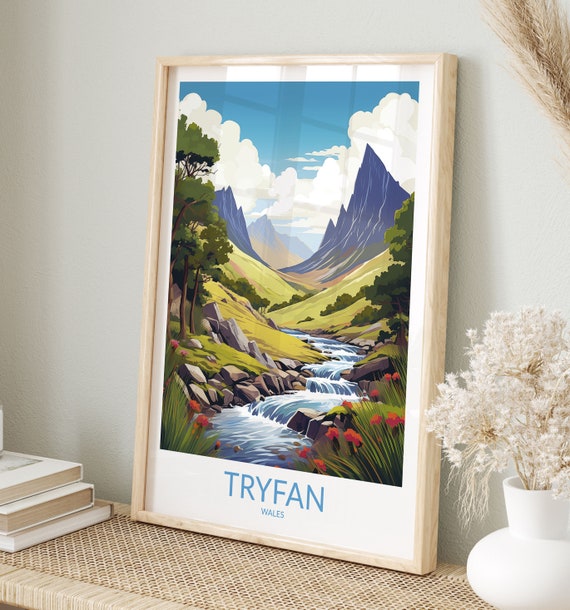 Tryfan Print Tryfan Poster Tryfan Wall Art Tryfan Art Print Tryfan Artwork Tryfan Travel Gift Wales Print Wales Poster
