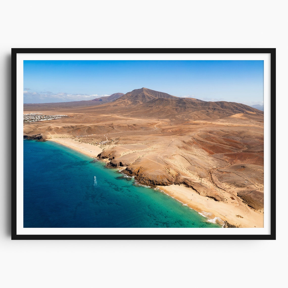 Papagayo Beach Turquoise Coast Aerial Lanzarote Travel Poster
