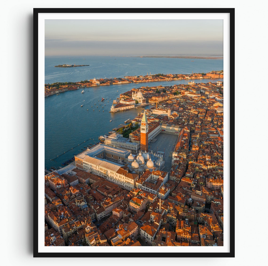 Venice Aerial Saint Marks Square Lagoon Sunset Italy View Poster