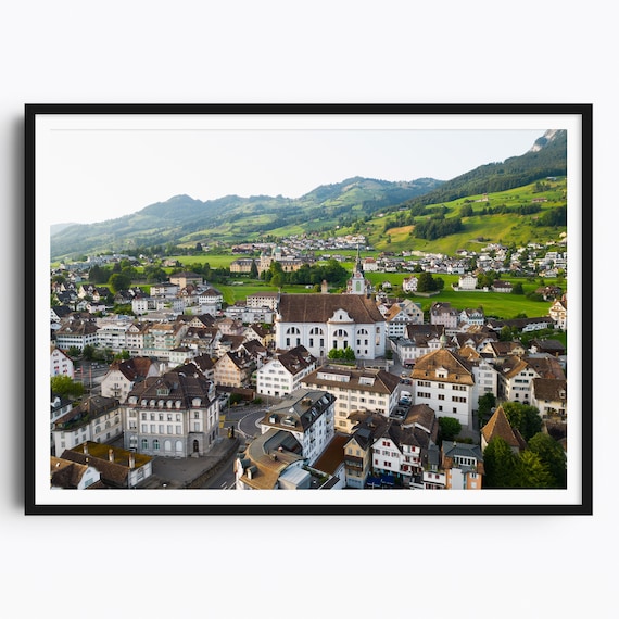 Schwyz Switzerland Photo Print Mountain Wall Art Swiss Alps Poster Travel Poster Travel Gift Aerial Photography Home Decor