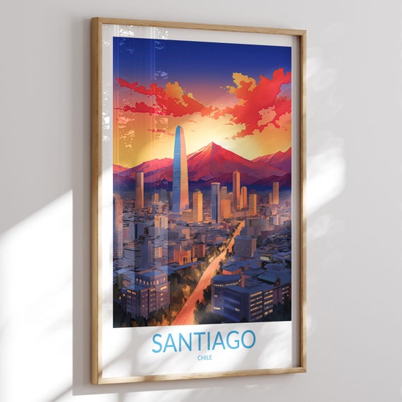 Santiago Print No 2 Santiago Poster Santiago Wall Art Santiago Art Print Santiago Artwork Santiago Travel Gift Chile Print Home Decor
