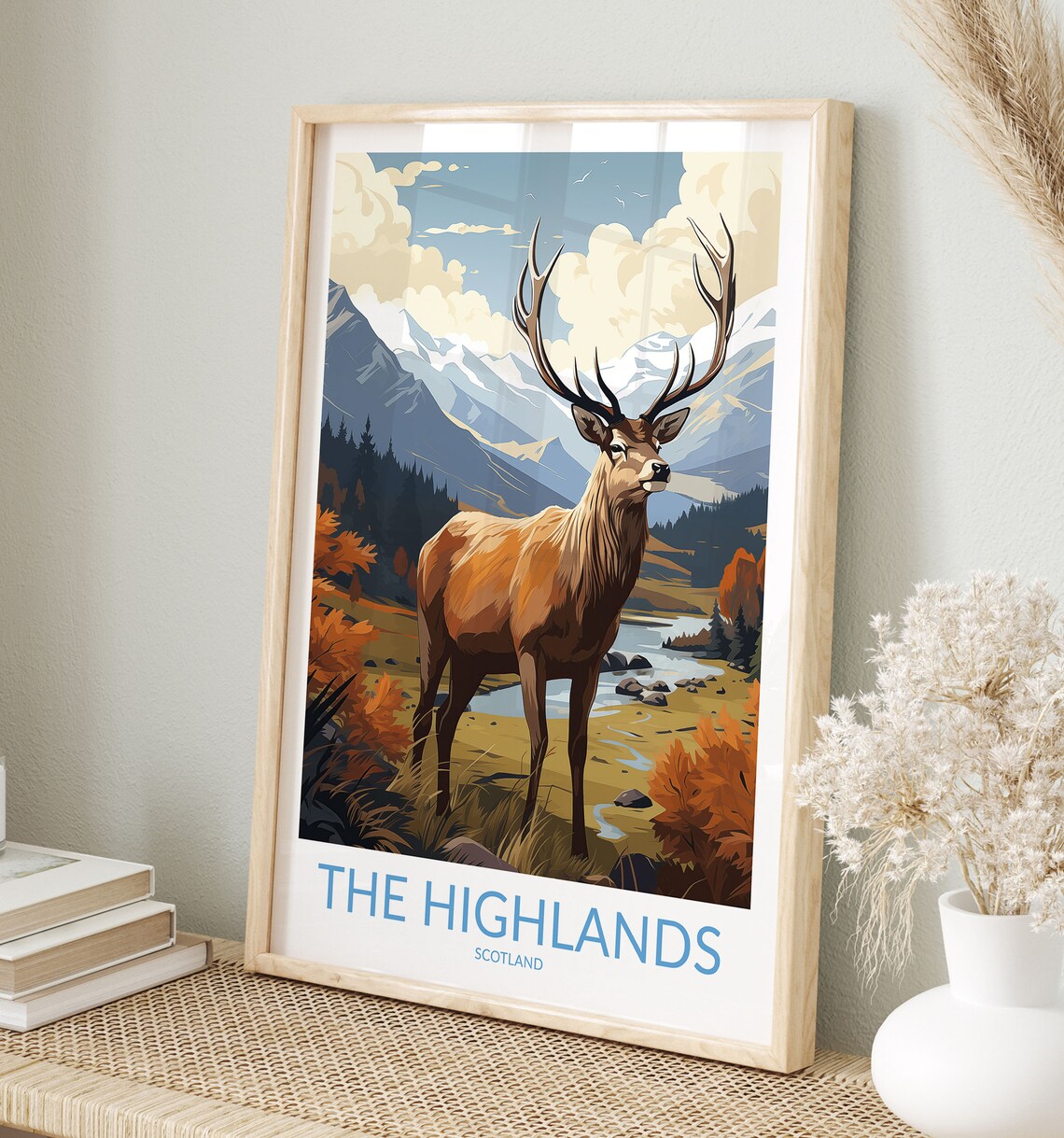 The Highlands Scotland Majestic Red Stag Mountain Wilds Poster