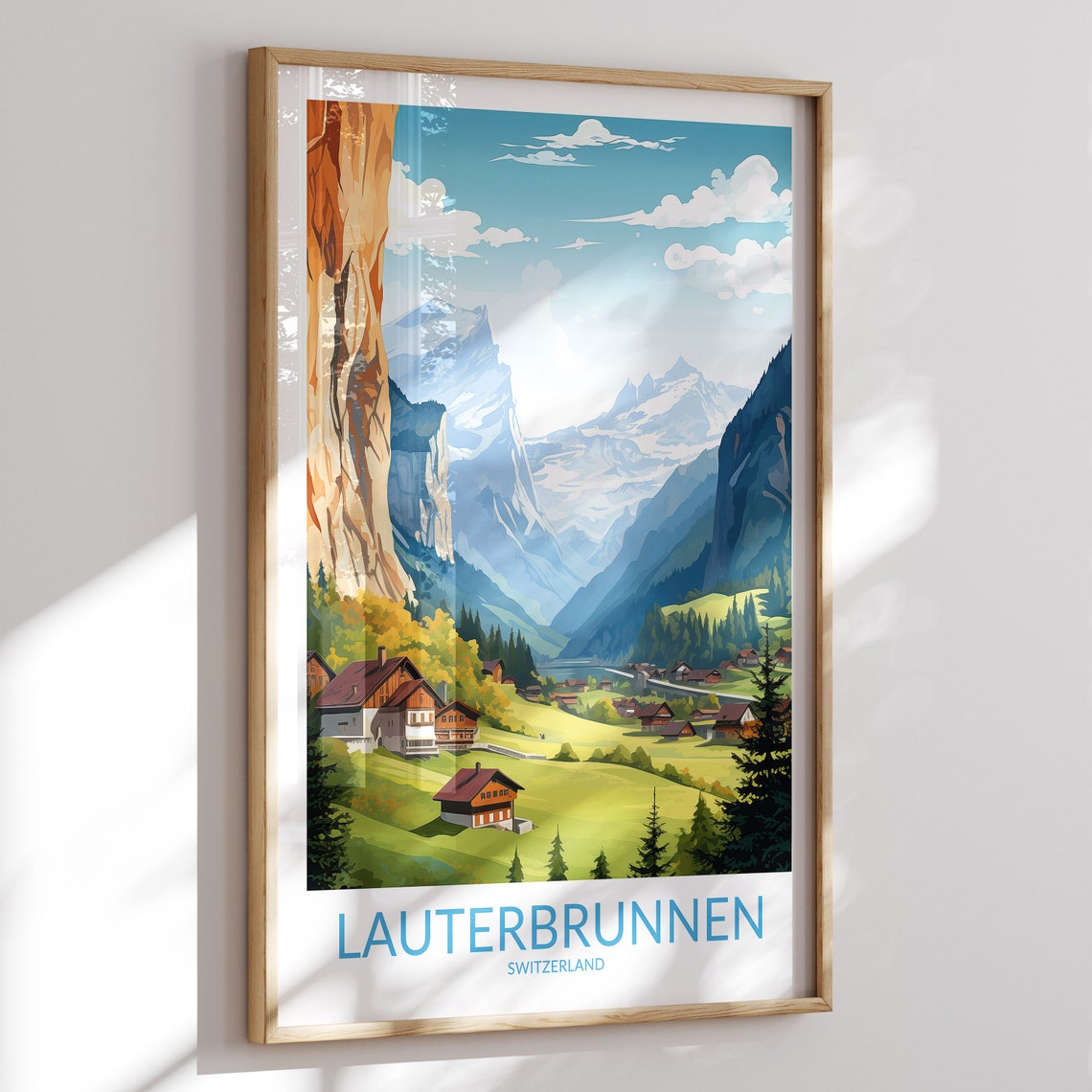 Lauterbrunnen Print No 2 Lauterbrunnen Poster Lauterbrunnen Wall Art Lauterbrunnen Art Print Artwork Travel Gift Switzerland