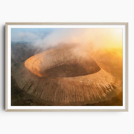 Lanzarote Print Canary Islands Travel Print Travel Poster Caldera Blanca Volcano Crater Volcano Decor Volcanoes Spain Print