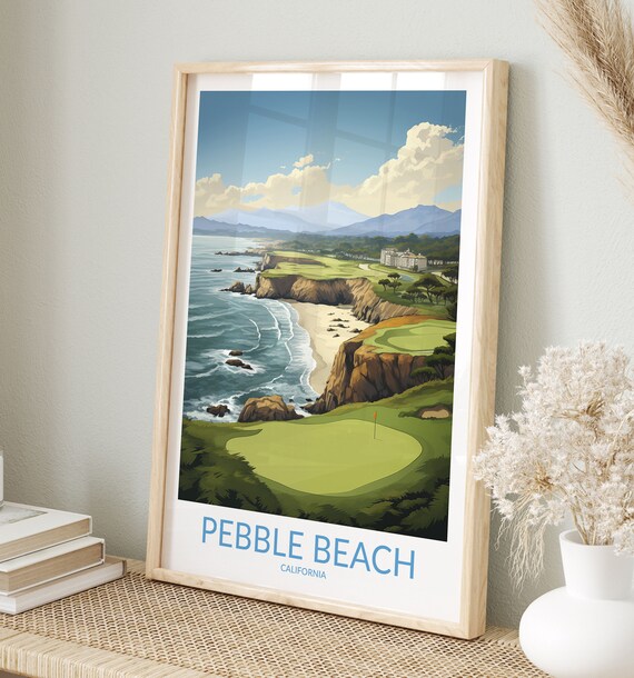 Pebble Beach California Golf Green and Clubhouse by the Ocean Poster