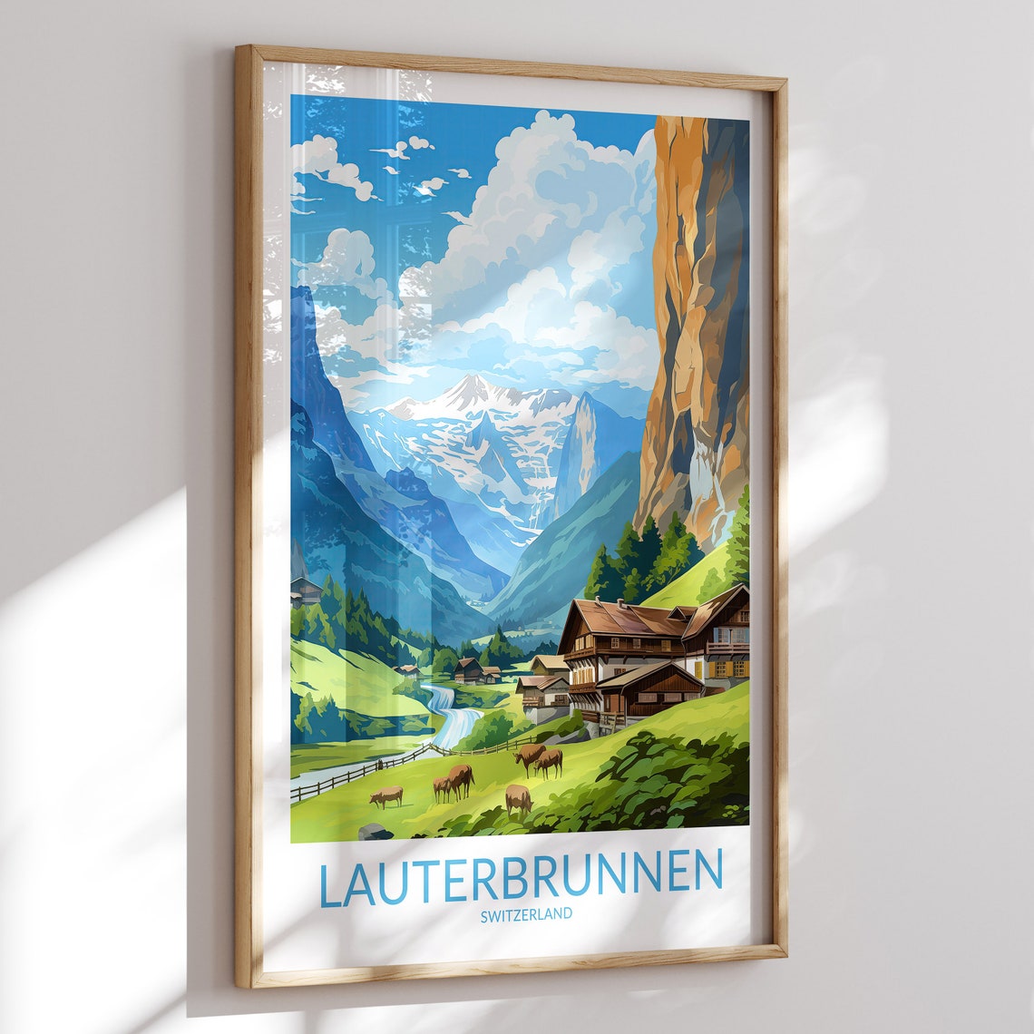 Lauterbrunnen Print No 4 Lauterbrunnen Poster Lauterbrunnen Wall Art Lauterbrunnen Art Print Artwork Travel Gift Switzerland