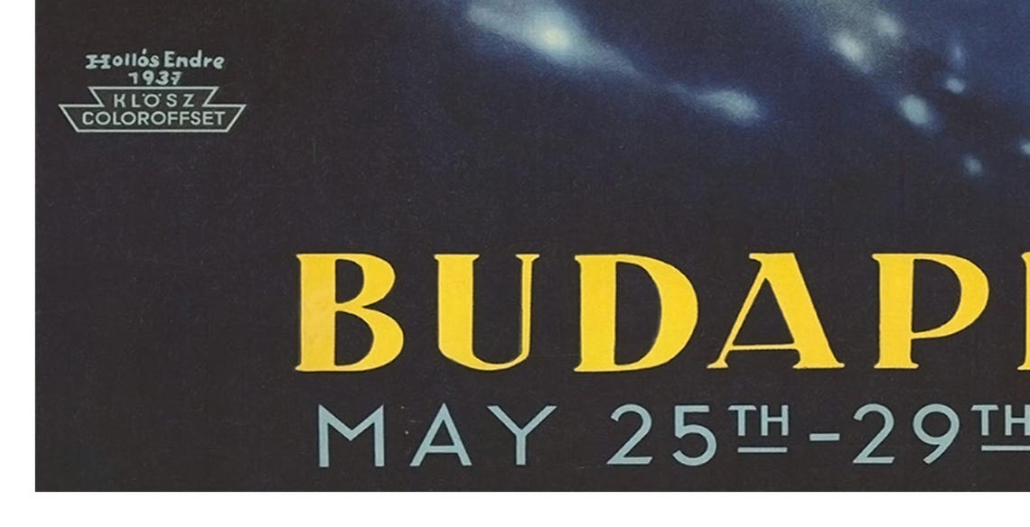 Budapest 1938 Eucharistic Congress Night Danube Bridge Vintage Poster - Image 2