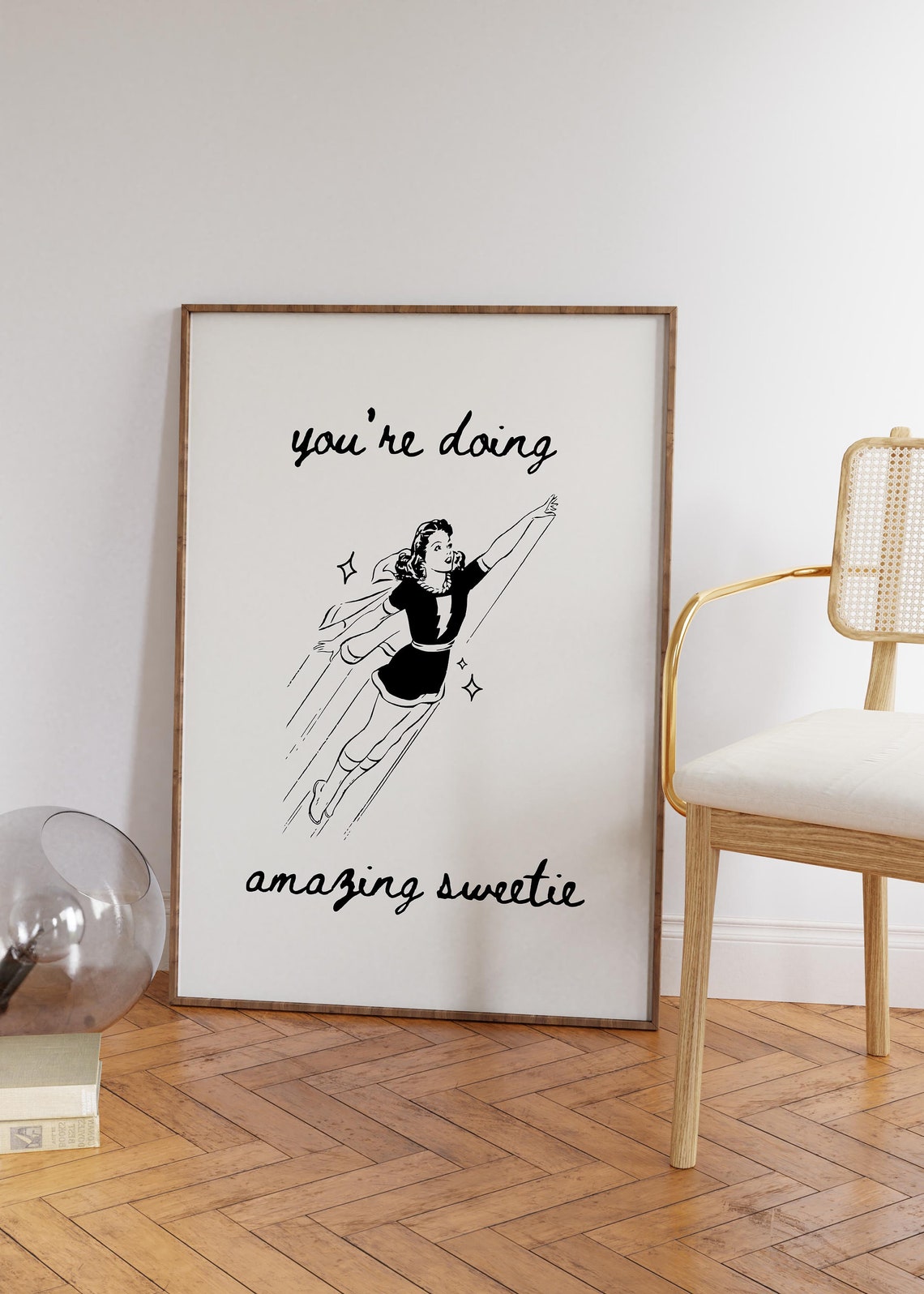 You're Doing Amazing Sweetie Retro Superhero Girl Quote Poster - Image 3