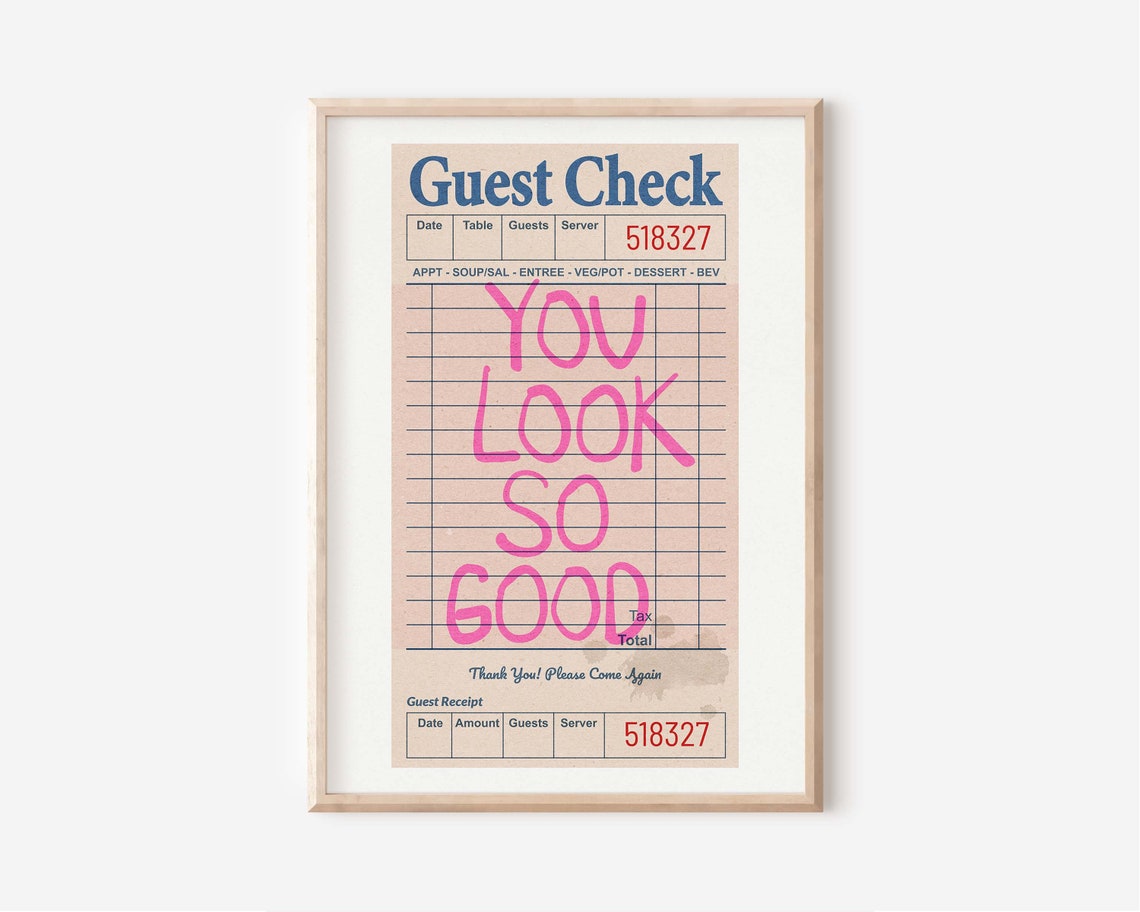 You Look So Good Pink Guest Check Retro Girly Typography Wall Poster - Image 2