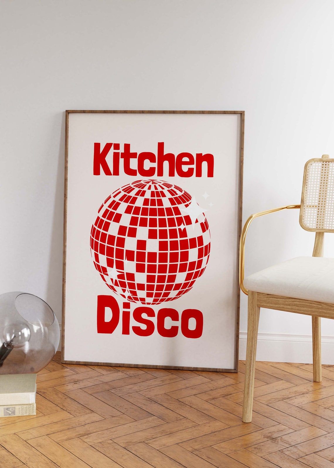 Kitchen Disco Red Funky 70s Retro Typography Kitchen Decor Wall Poster - Image 2