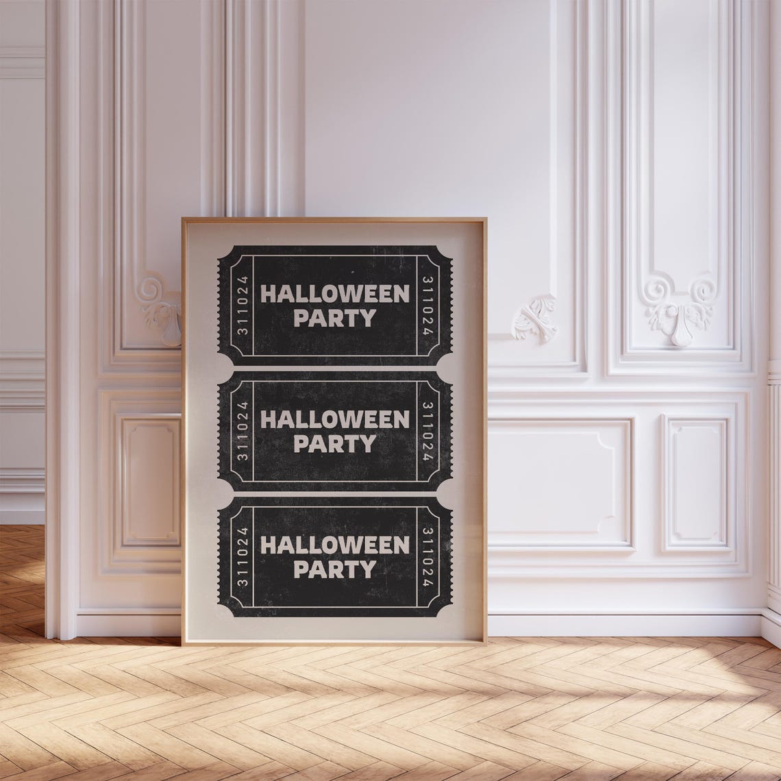 Halloween Party Ticket Stubs Trio Black Retro Halloween Poster - Image 3