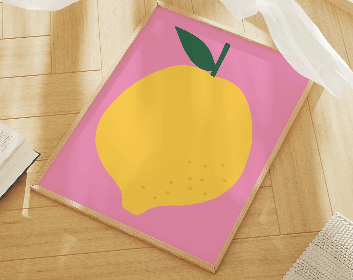 Lemon Print Art Citrus Wall Art Kitchen Art Print Cute Trendy Wall Art Italian Wall Art