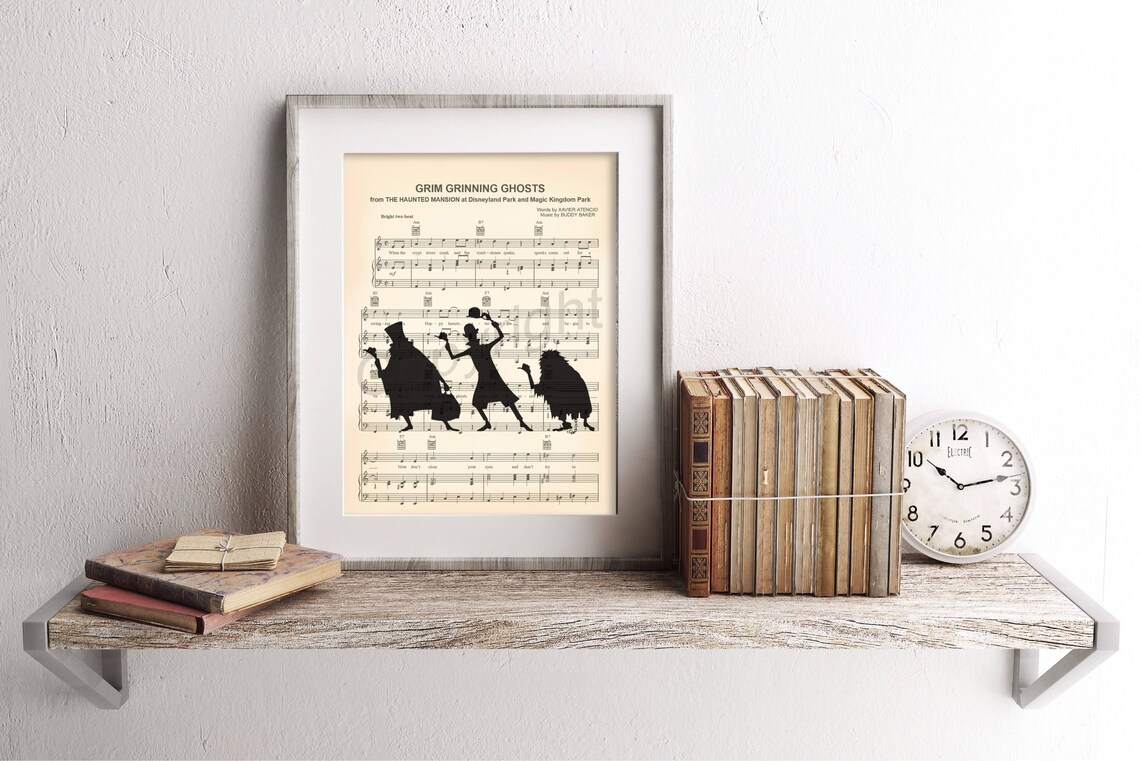 Haunted Mansion Hitchhiking Ghosts Sheet Music Art Print