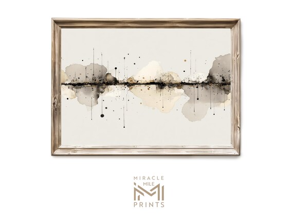 Neutral Ink Abstract Wall Art Modern Minimalist Serene Composition Decor Japandi 219
