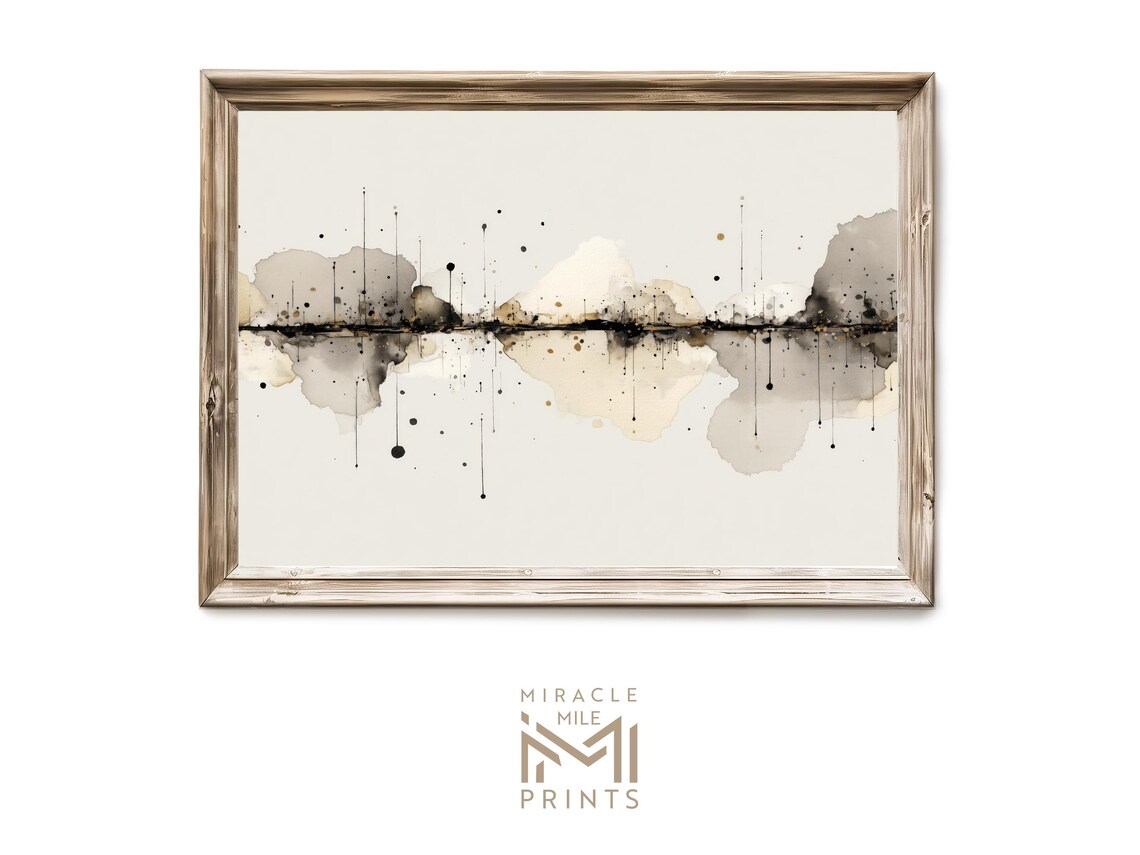 Neutral Ink Abstract Wall Art Modern Minimalist Serene Composition Decor Japandi 219