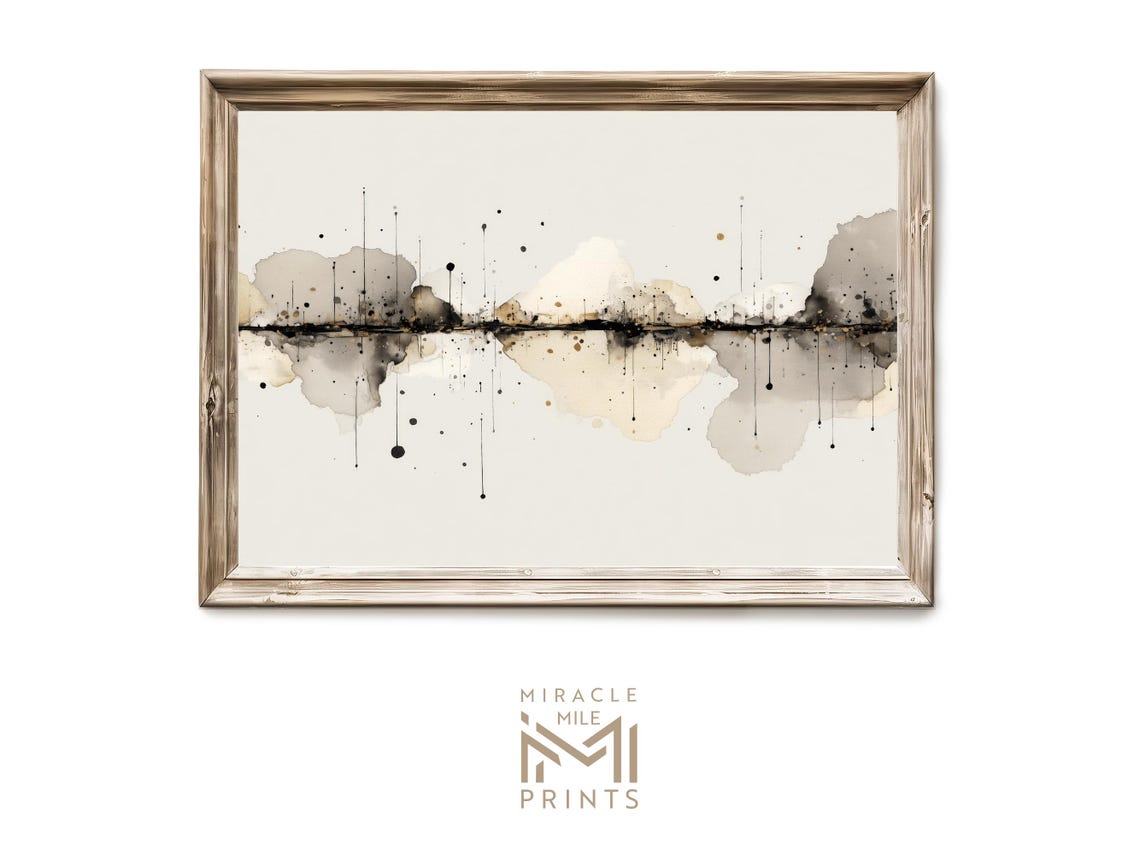 Neutral Ink Reflection Landscape Abstract Minimalist Wall Art