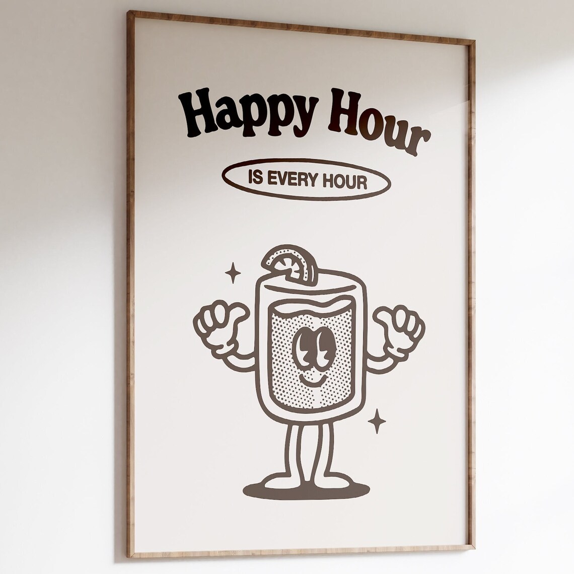Happy Hour Cocktail Bar Retro Kitchen Wall Art
