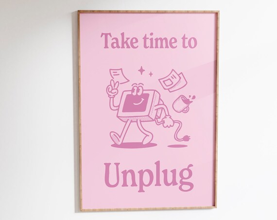 Take Time Groovy Wall Print Print Affirmation Wall Art Retro Wall Decor Cute Pink Printable Art Downloadable Prints