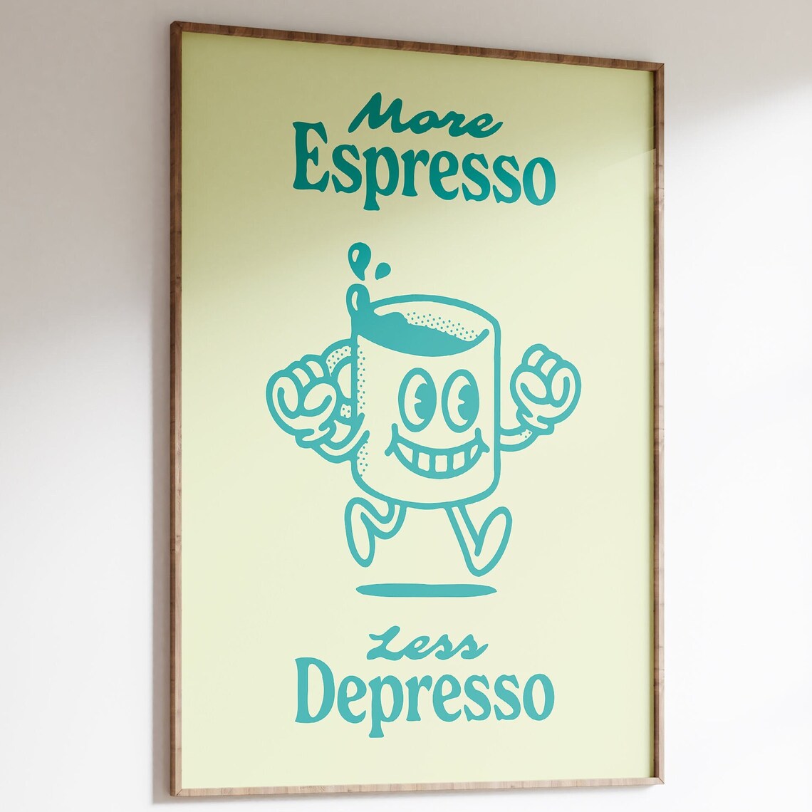 Retro Coffee Art Print, More Espresso Less Depresso