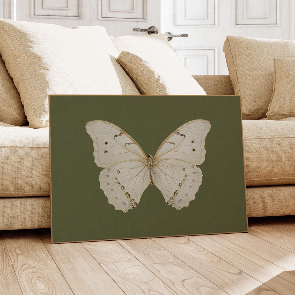 Butterfly Print Vintage Sage Green Art Print