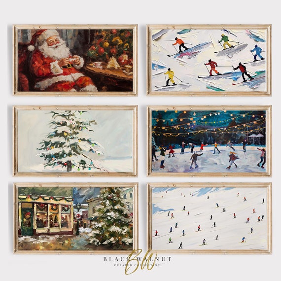 Colorful Winter Set Modern Abstract Christmas Art Print