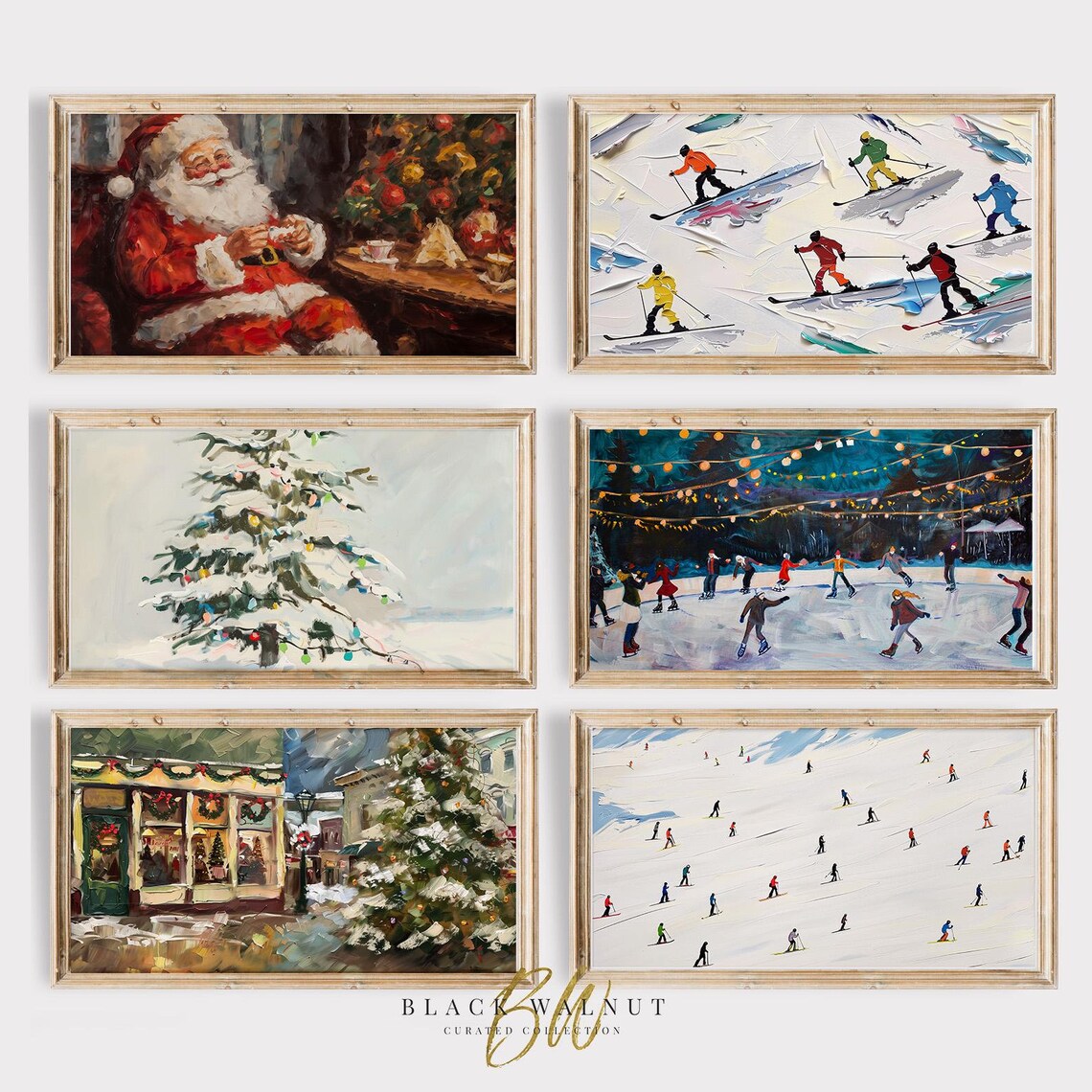 Colorful Winter Set Modern Abstract Christmas Art Print