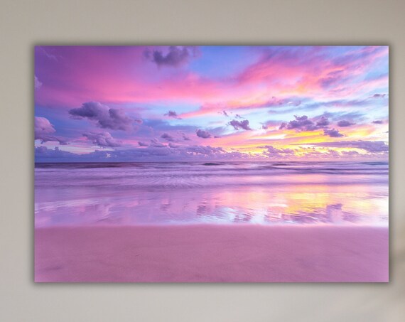 Tranquil Coastal Sunset Soft Sea Sunset Purple Horizon Print Purple Sunset Sea Shore Beach Wall Art Tropical Landscape Art