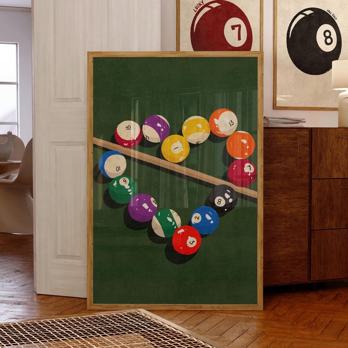 Billiard Balls Vintage Pool Table Decor Art Print