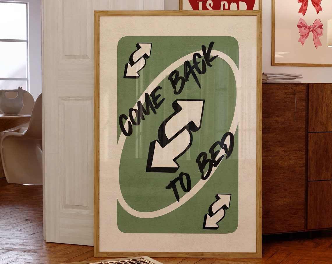 Come Back to Bed Green Reverse Card Retro Pop Art Trendy Poster