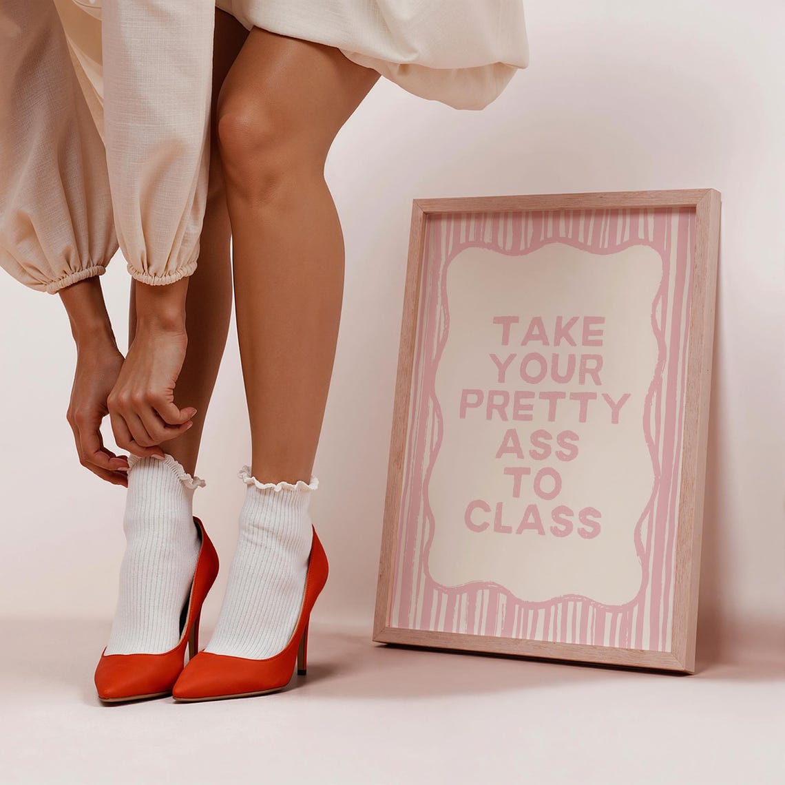 Take Your Pretty Ass To Class Funny Pink Dorm Room Quote Poster