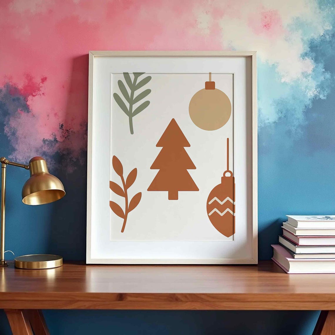 Boho Terracotta Christmas Tree Neutral Minimalist Holiday Poster
