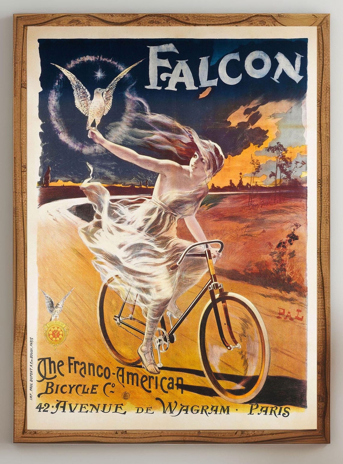 Falcon Bicycle Vintage Parisian Advertising Poster Woman Cycling - Image 5