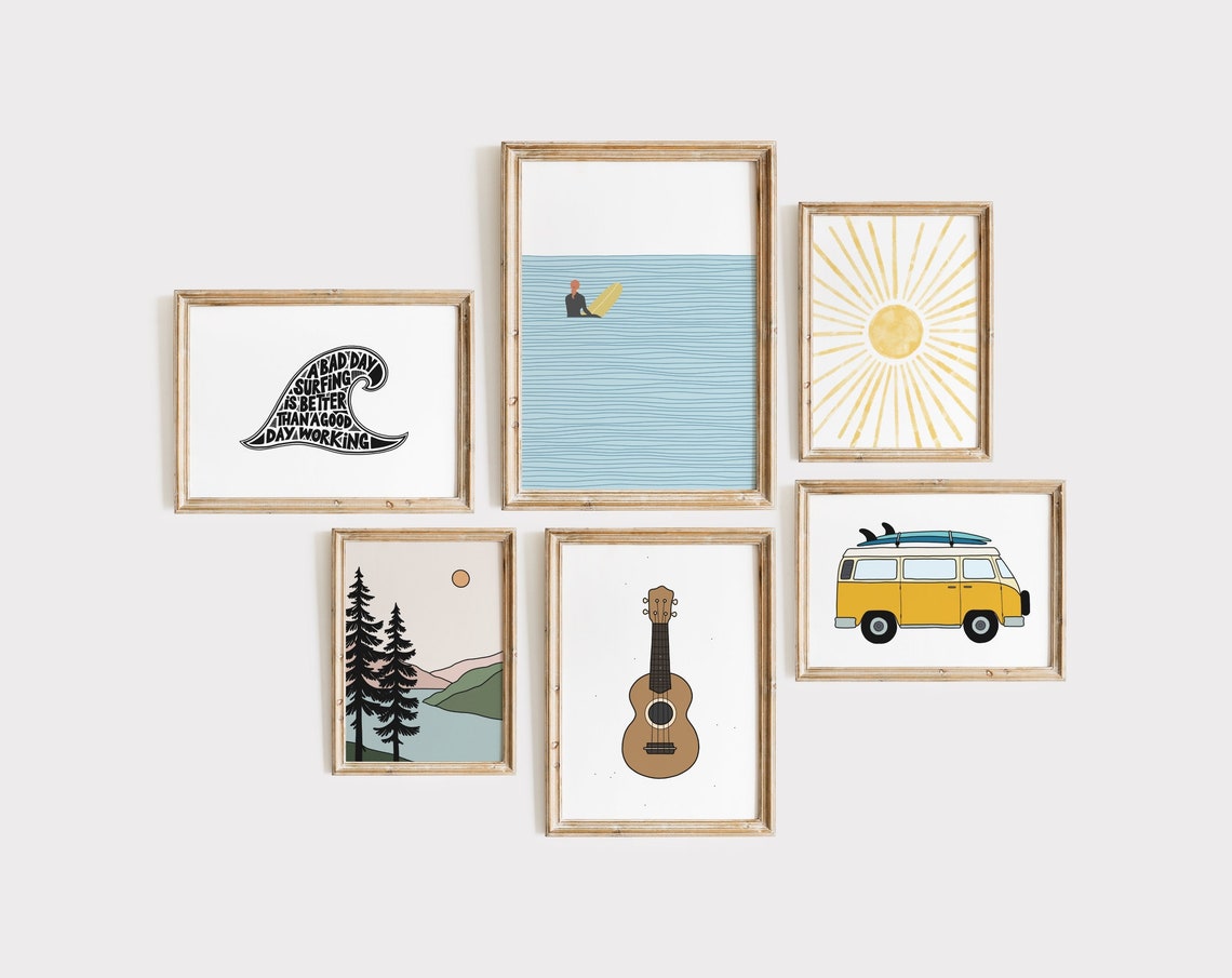 Yellow Vintage Surf Van With Surfboards Retro Beach Trip Poster - Image 4