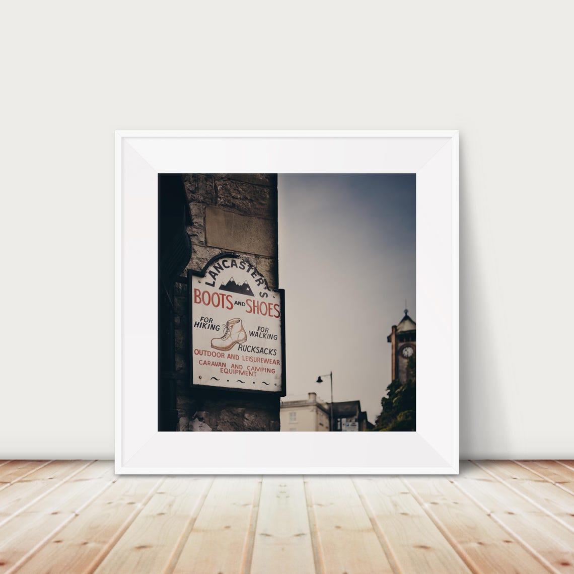 Lake District Hiking Print Vintage Boots Sign Grangeoversands