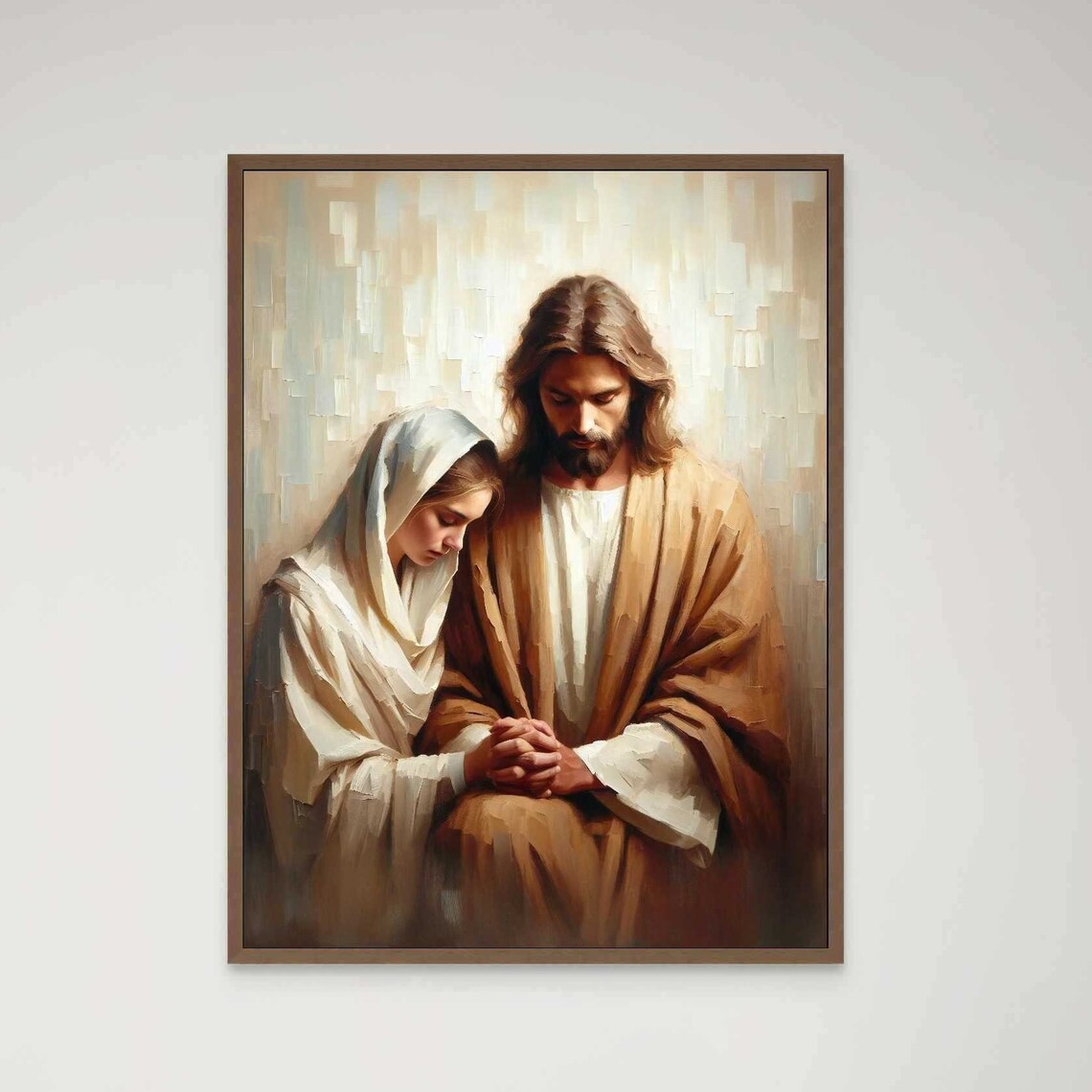 Woman Resting On Jesus's Shoulder In Quiet Prayer Together Art Poster