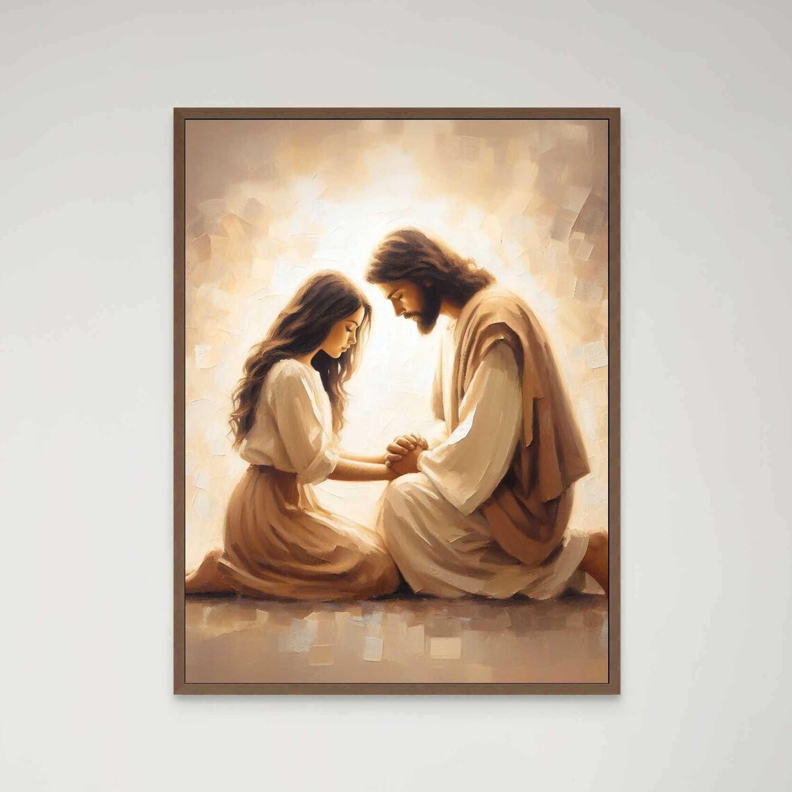 Comfort In Him, Jesus Hugging Girl Art Print
