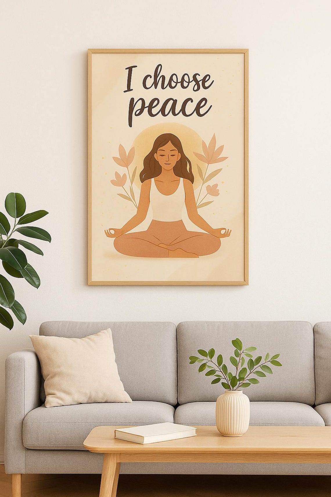 I Choose Peace Quote Boho Meditation Mindfulness Yoga Art Poster - Image 2