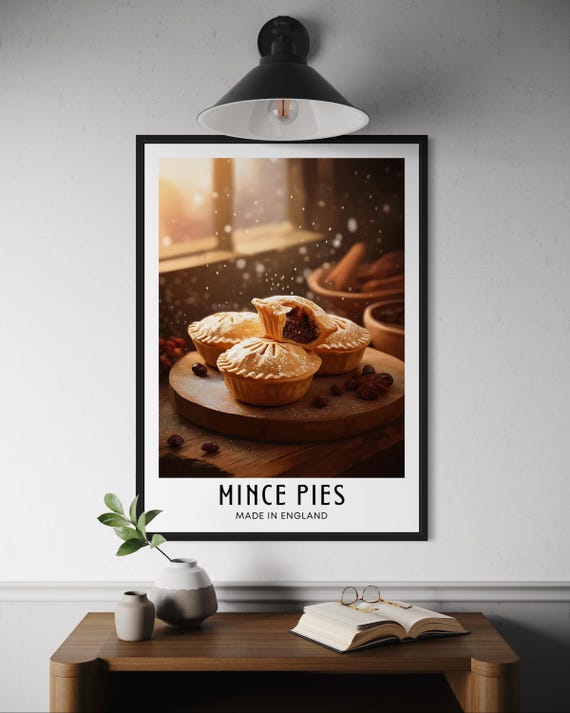 Mince Pies Poster Traditional British Christmas Dessert Wall Art Holiday Pastry Print Festive Food Artwork Seasonal Kitchen Decor