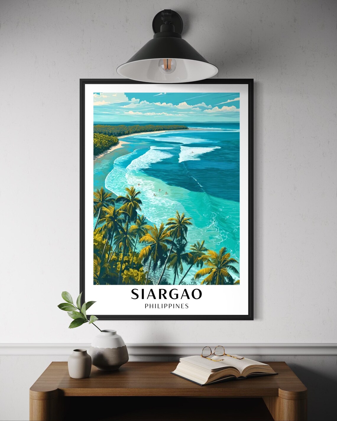 Siargao Travel Poster, Tropical Beach Island Decor