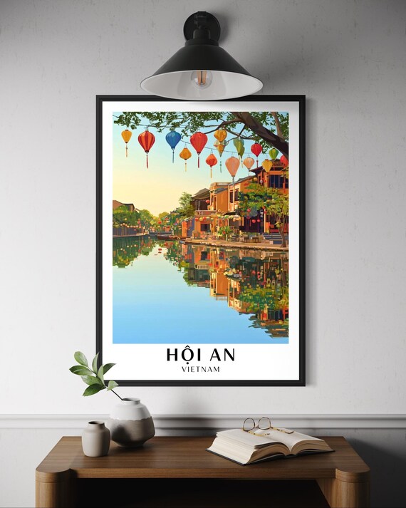 Hoi An Poster Vietnam Travel Wall Art Lantern Street Print Southeast Asia Home Decor Vietnamese Architecture Old Town Scene