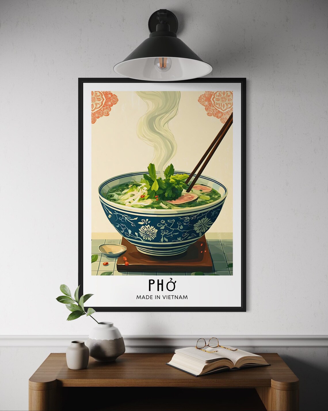 Pho Vietnamese Noodle Soup Made In Vietnam Illustrated Food Poster