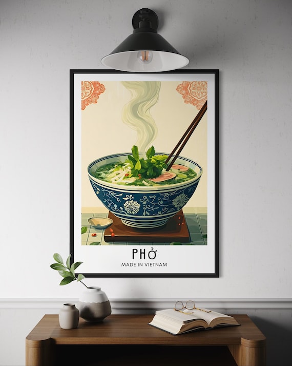 Pho Vietnamese Noodle Soup Made In Vietnam Illustrated Food Poster